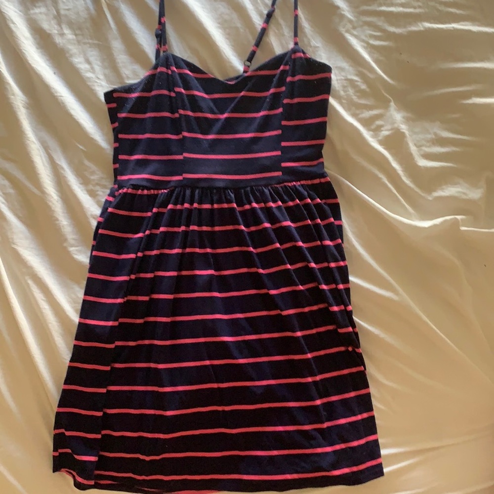 Xhilaration pink and navy striped dress in medium